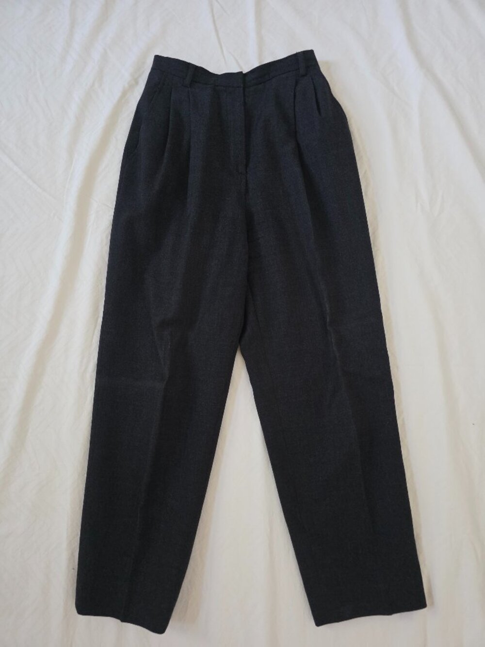 Women's Petite Charcoal Gray Flannel Pants